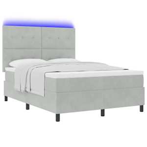 LED box pružinová postel s čelo Světle šedá 160 x 200 cm samet - obrázek 3