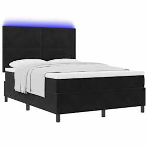 LED box pružinová postel s matrací Černý 160 x 200 cm samet - obrázek 3
