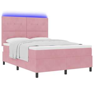 LED box pružinová postel s čelo Růžová 160 x 200 cm samet - obrázek 3