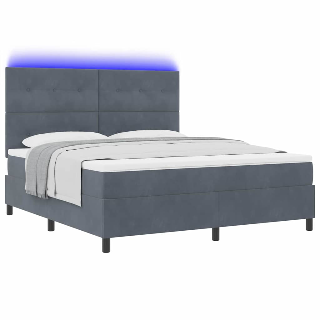 LED box pružinová postel s čelo Tmavě šedá 180 x 200 cm samet - obrázek 3