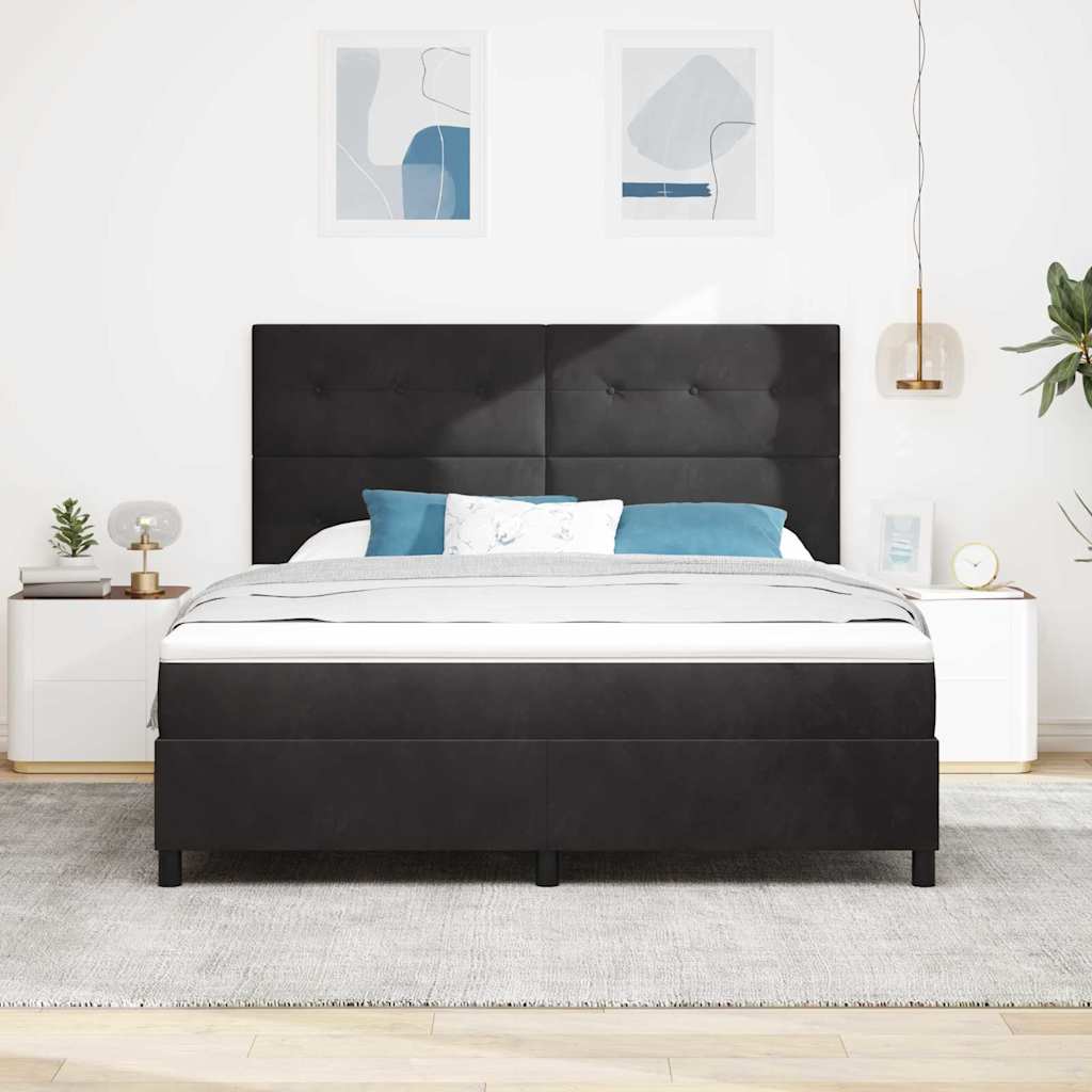 LED box pružinová postel s matrací Černý 180 x 200 cm samet - obrázek 4