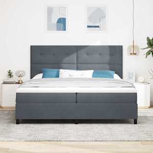 LED box pružinová postel s čelo Tmavě šedá 200 x 200 cm samet - obrázek 4