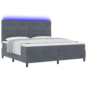 LED box pružinová postel s čelo Tmavě šedá 200 x 200 cm samet - obrázek 3