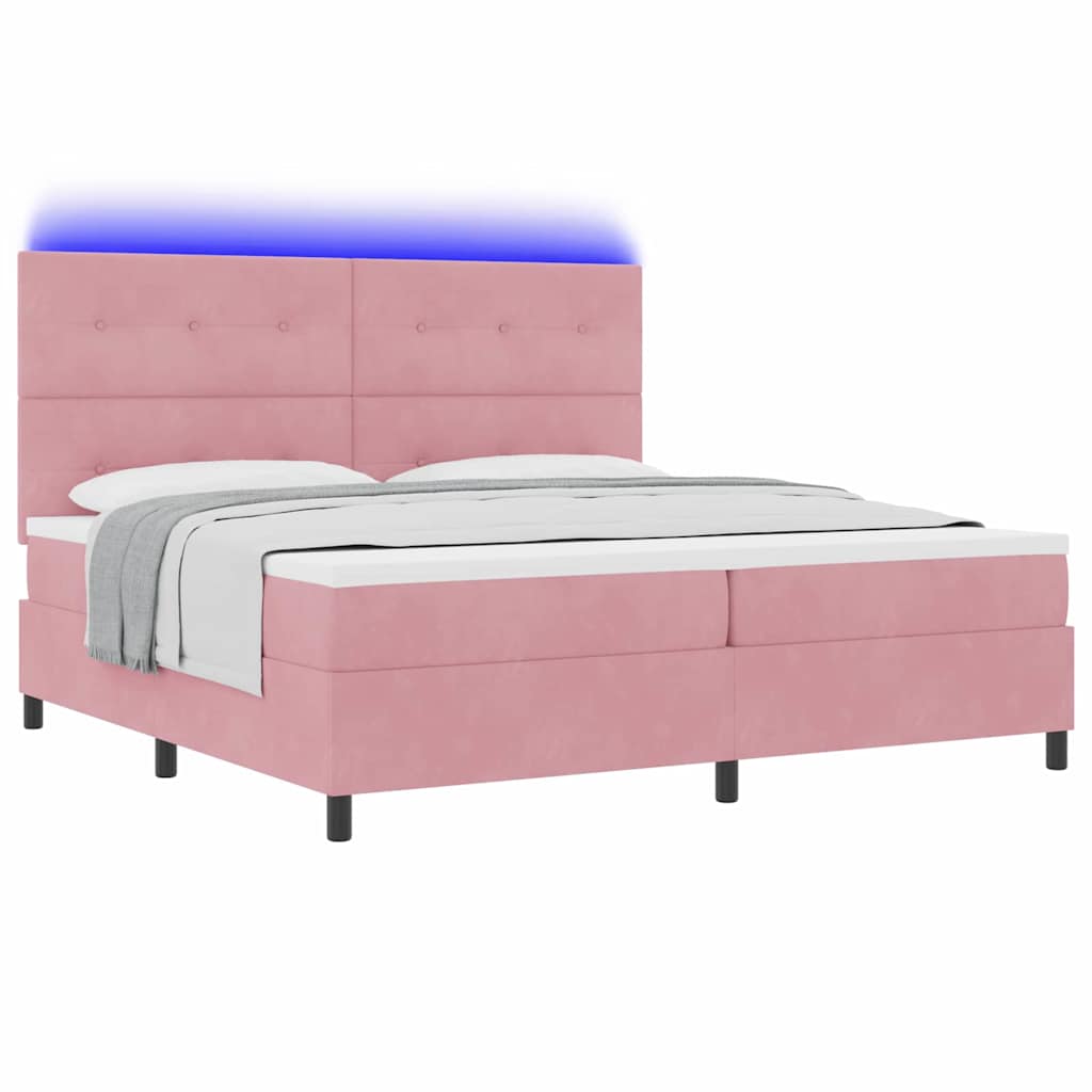 Thumbnail - vidaXL LED Boxspringbett mit Matratze Rosa 200 x 200 cm Stoff
