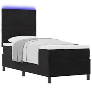 LED box pružinová postel s čelo Černý 80 x 200 cm samet - obrázek 3