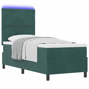 LED box pružinová postel s čelo Tmavě zelená 80 x 200 cm samet - obrázek 3