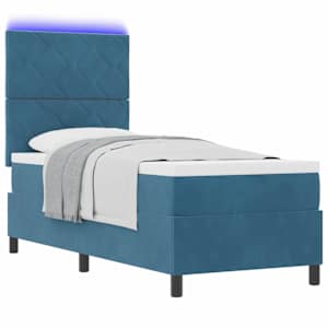 LED box pružinová postel s čelo Tmavě modrá 80 x 200 cm samet - obrázek 3