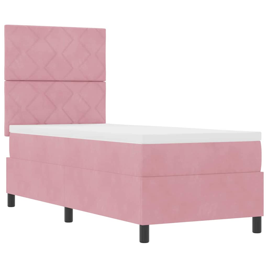 Thumbnail - vidaXL Boxspringbett mit Matratze mit Kopfteil Rosa 80 x 200 cm Samt