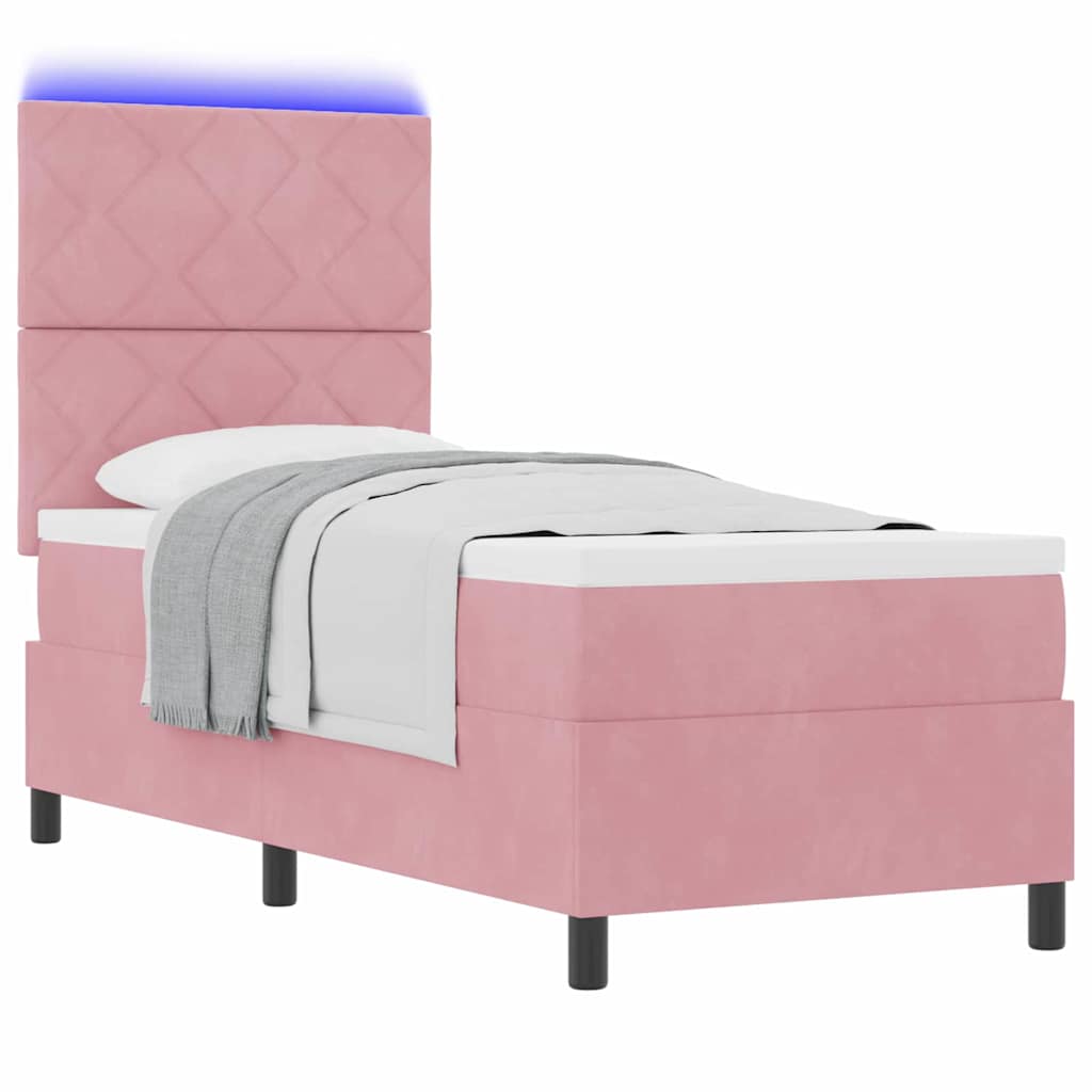 Thumbnail - vidaXL Boxspringbett mit Matratze mit Kopfteil Rosa 80 x 200 cm Samt