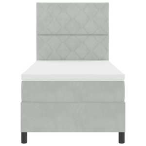 LED box pružinová postel s čelo Světle šedá 100 x 200 cm textil - obrázek 8