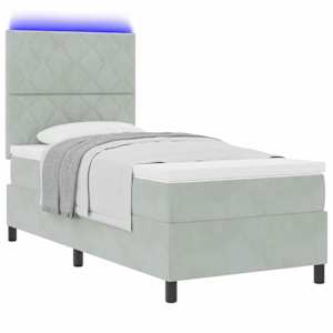 LED box pružinová postel s čelo Světle šedá 100 x 200 cm textil - obrázek 3