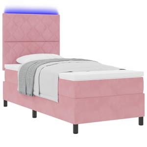 LED box pružinová postel s čelo Růžová 100 x 200 cm samet - obrázek 3