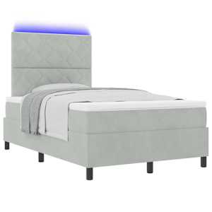 LED box pružinová postel s čelo Světle šedá 120 x 190 cm textil - obrázek 3