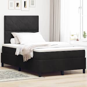 LED box pružinová postel s čelo Černý 120 x 190 cm samet - obrázek 1