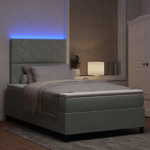 LED box pružinová postel s čelo Světle šedá 120 x 200 cm textil - obrázek 5