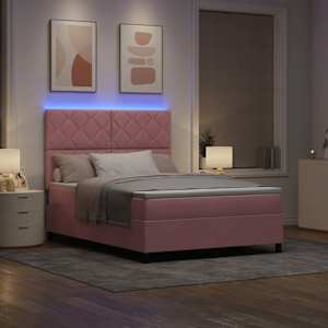 LED box pružinová postel s čelo Růžová 140 x 190 cm samet - obrázek 5