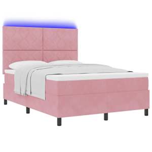 LED box pružinová postel s čelo Růžová 140 x 190 cm samet - obrázek 3