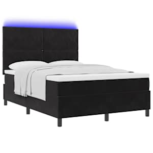 LED box pružinová postel s čelo Černý 140 x 200 cm samet - obrázek 3