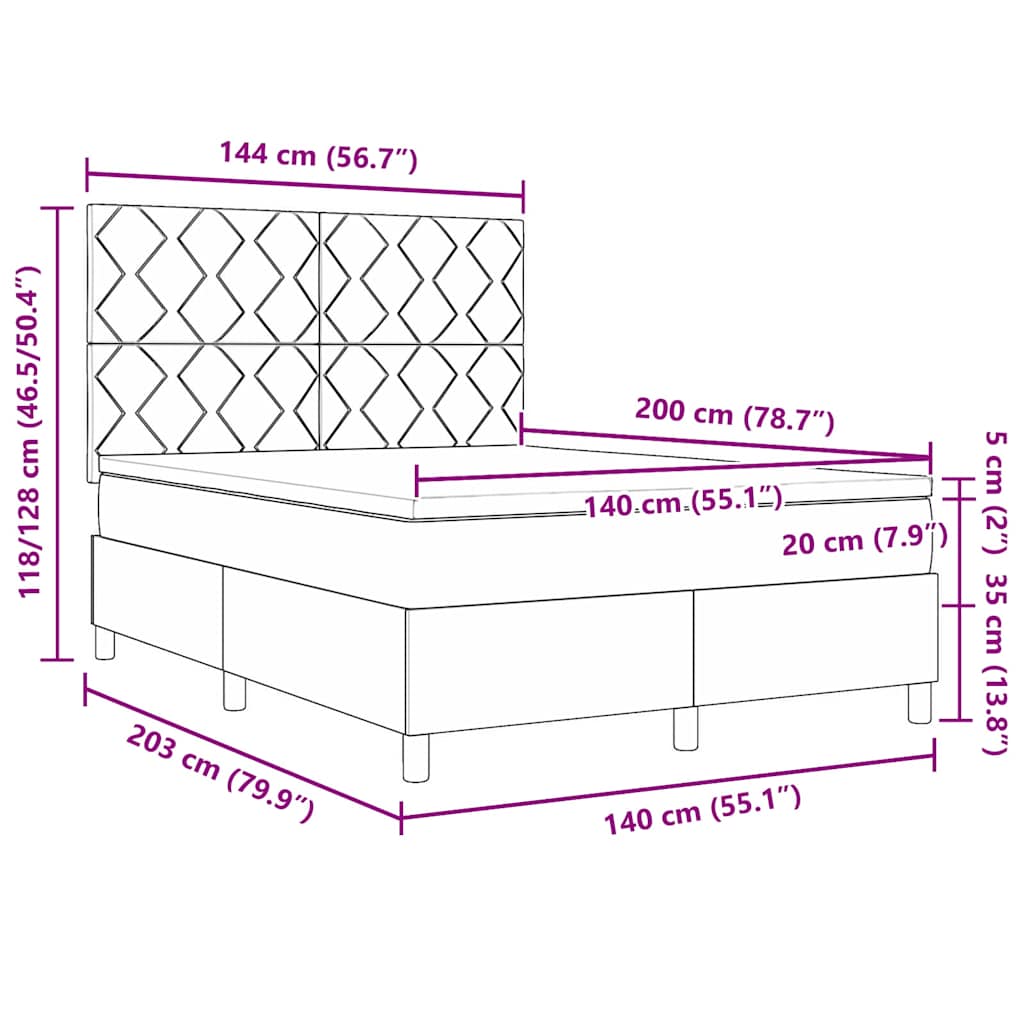 LED box pružinová postel s čelo Tmavě zelená 140 x 200 cm samet - obrázek 14