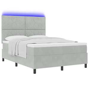 LED box pružinová postel s čelo Světle šedá 160 x 200 cm samet - obrázek 3