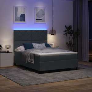 LED box pružinová postel s čelo Tmavě šedá 160 x 200 cm samet - obrázek 5