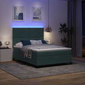 LED box pružinová postel s čelo Tmavě zelená 160 x 200 cm samet - obrázek 5