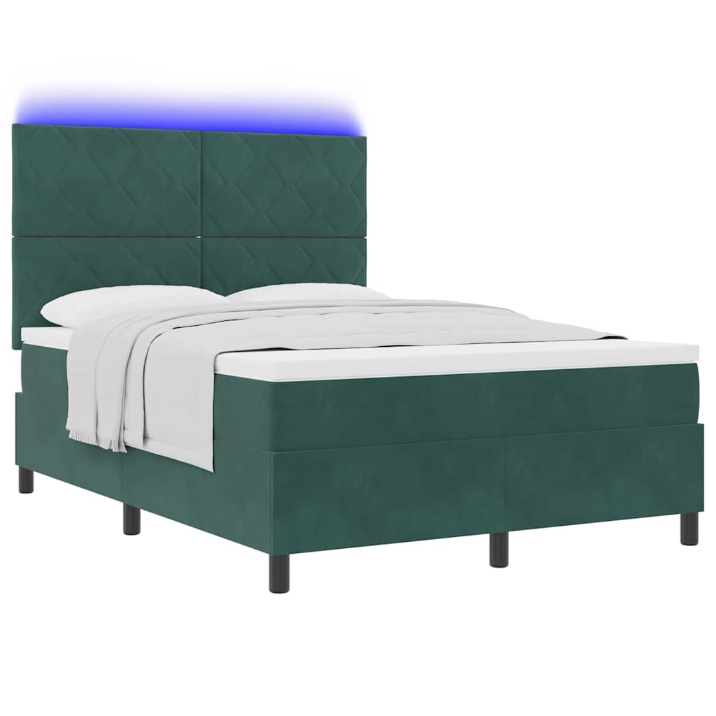 Thumbnail - vidaXL LED Boxspringbett mit Matratze Dunkelgrün 160 x 200 cm Stoff
