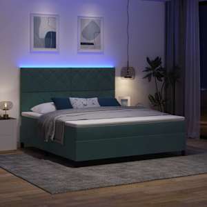 LED box pružinová postel s čelo Tmavě zelená 180 x 200 cm samet - obrázek 5