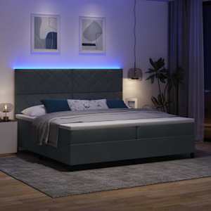 LED box pružinová postel s čelo Tmavě šedá 200 x 200 cm samet - obrázek 5