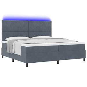 LED box pružinová postel s čelo Tmavě šedá 200 x 200 cm samet - obrázek 3