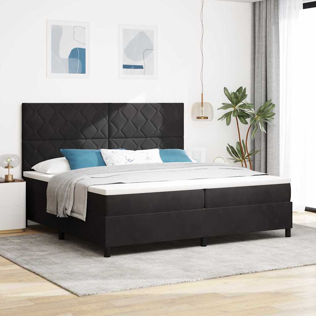 kastivedru voodi koos madratsi ja LED must 200x200 cm samet