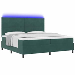 LED box pružinová postel s čelo Tmavě zelená 200 x 200 cm samet - obrázek 3