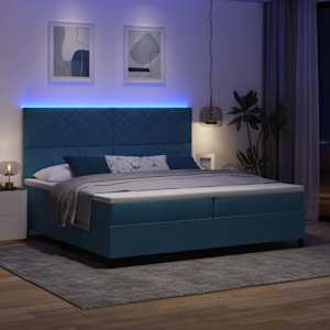 LED box pružinová postel s čelo Tmavě modrá 200 x 200 cm samet - obrázek 5