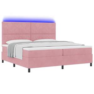 LED box pružinová postel s čelo Růžová 200 x 200 cm samet - obrázek 3