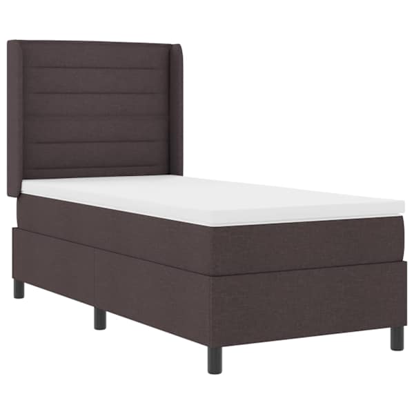 vidaXL LED Box Spring Voodi madratsiga Tume pruun 90 x 190 cm kangas