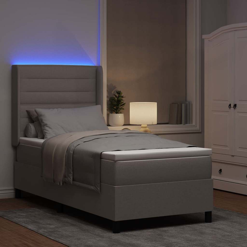 LED box pružinová postel s matrací Taupe 90 x 190 cm textil - obrázek 5