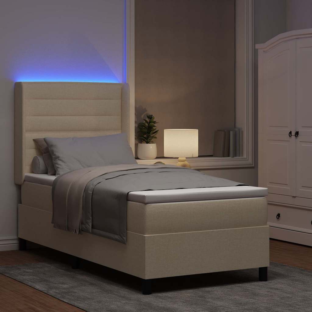 LED Box Spring Voodi madratsiga peaga cream 90 x 190 cm kangas 5 Kõik vajalik sinu aeda ja koju! LED Box Spring Voodi madratsiga peaga cream 90 x 190 cm kangas - Image 5