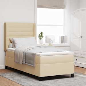 LED box pružinová postel s matrací Krémová 90 x 190 cm textil - obrázek 1