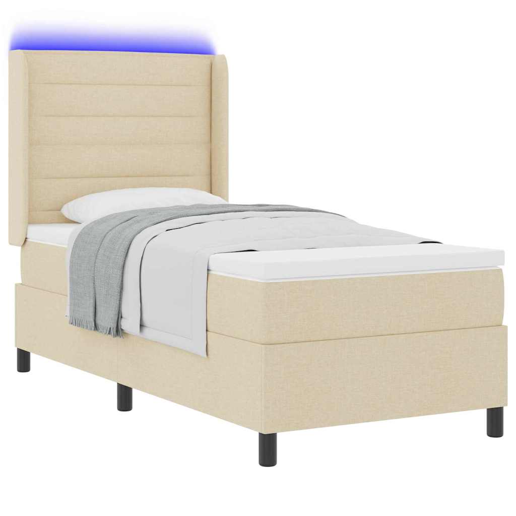 LED Box Spring Voodi madratsiga peaga cream 90 x 190 cm kangas 3 Kõik vajalik sinu aeda ja koju! LED Box Spring Voodi madratsiga peaga cream 90 x 190 cm kangas - Image 3