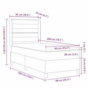 LED box pružinová postel s čelo Světle šedá 90 x 200 cm textil - obrázek 14
