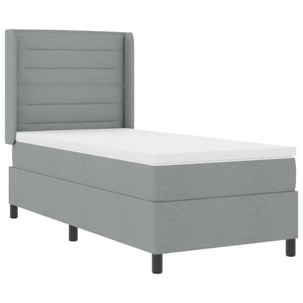 vidaXL LED Box Spring Voodi madratsiga Helehall 100 x 200 cm kangas