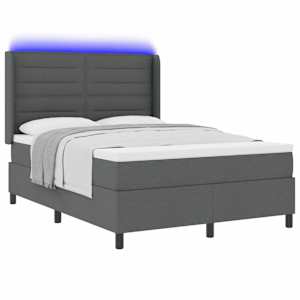 LED box pružinová postel s čelo Tmavě šedá 140 x 190 cm textil - obrázek 3