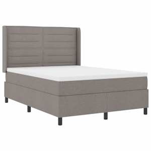 vidaXL LED Box Spring Voodi peaga Pruunikashall 140 x 190 cm kangas