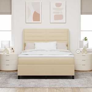 LED box pružinová postel s matrací Krémová 140 x 190 cm textil - obrázek 4