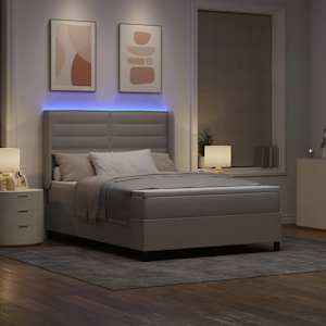 LED box pružinová postel s čelo Taupe 140 x 200 cm textil - obrázek 5