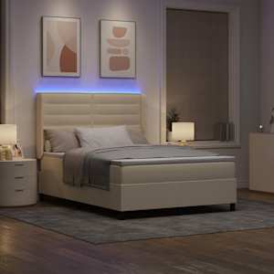 LED box pružinová postel s matrací Krémová 140 x 200 cm textil - obrázek 5