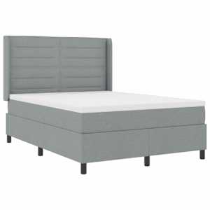 vidaXL LED Box Spring Voodi madratsiga Helehall 160 x 200 cm kangas
