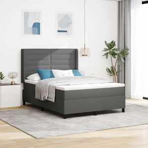 LED box pružinová postel s čelo Tmavě šedá 160 x 200 cm textil - obrázek 1