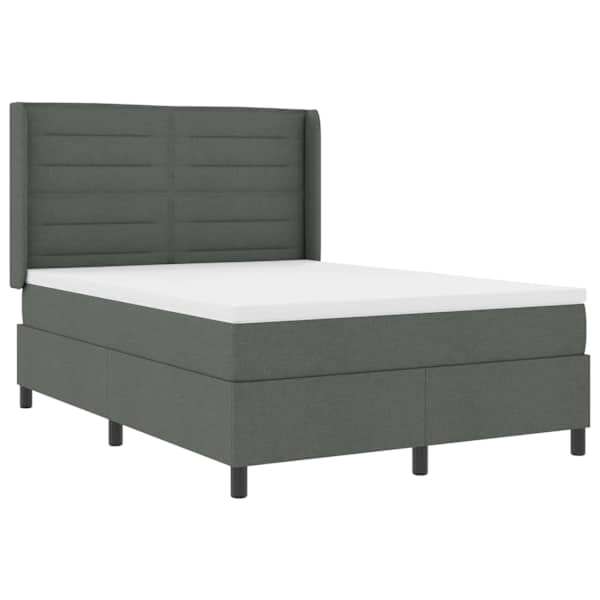 vidaXL LED Box Spring Voodi madratsiga Tumehall 160 x 200 cm kangas