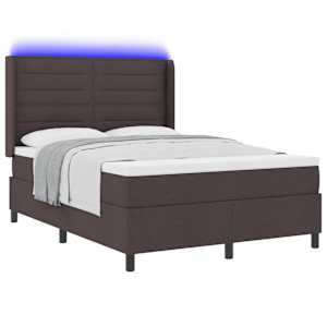 LED box pružinová postel s čelo Tmavě hnědá 160 x 200 cm textil - obrázek 3
